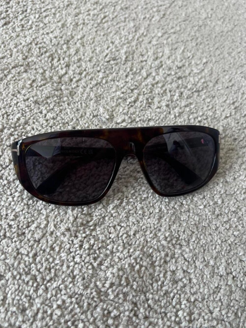 Tom Ford Lionel Tortoise Flat Top Sunglasses Violet Blue Lens